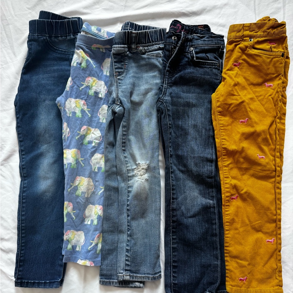 Girls / Kids Size 5 Denim and Mustard Pants Bundle